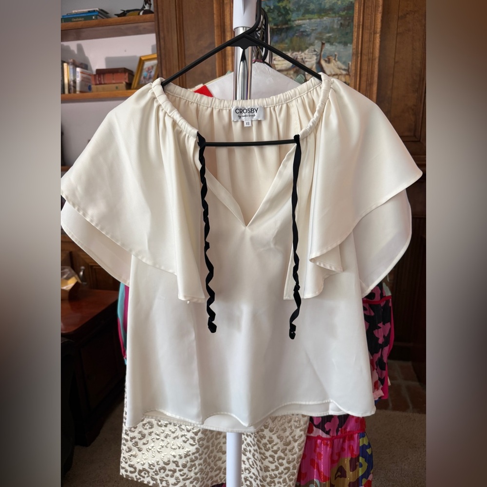 Crosby by Mollie Burch Cream Women's Top with Black Accents